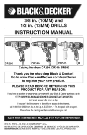 Black & Decker DR260B Type 1 Manual - DR260
