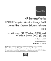 HP StorageWorks MA6000 HP StorageWorks HSG80 Enterprise Modular Storage RAID Array Fibre Channel Solution Software V8.8 for Windows NT, Windows 2000, a