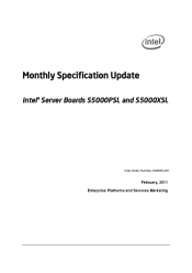 Intel S5000XSL Specification Update
