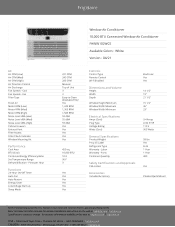 Frigidaire FHWW102WCE Product Specifications Sheet