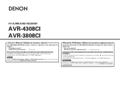 Denon AVR-3808CI Owners Manual - English