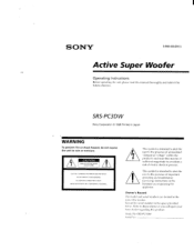 Sony SRS-PC3DW Users Guide