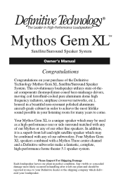 Definitive Technology Mythos Gem XL Mythos Gem XL Manual