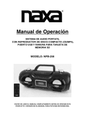 Naxa NPB-258 NPB-258 Manual - Espanol