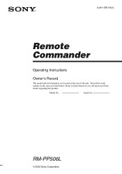 Sony RM-PP506L Operating Instructions  (primary manual)