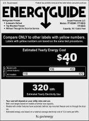 Avanti MCR10WI Energy Guide Label