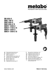 Metabo SBE 850-2 Operating Instructions