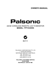 Palsonic TFTV435WS Owners Manual