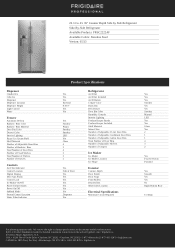 Frigidaire PRSC2222AF Product Specifications Sheet