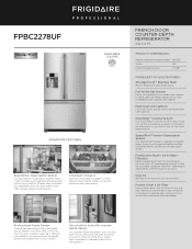 Frigidaire FPBC2278UF Product Specifications Sheet