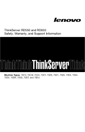 Lenovo ThinkServer RD650 (English) Safety, Warranty and Support Information - ThinkServer RD550, RD650