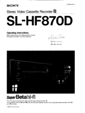 Sony SL-HF870D Users Guide
