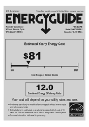 Frigidaire FHWC104WB1 Energy Guide