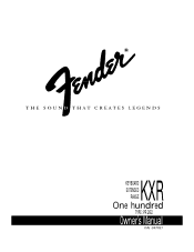 Fender KXR 100 Owners Manual
