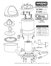 Waring JC4000 Parts List and Exploded Diagram