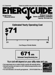 Whirlpool EV209NBTN Energy Guide