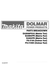Makita EA5001PREG EA5000PR EA5000P53G PS-5105 PS-5105H Parts Breakdown