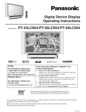 Panasonic PT43LCX64 Mmd Digital Tuner
