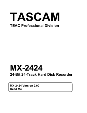 TASCAM MX-2424 Installation and Use v. 2.0 Readme