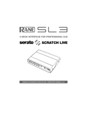 Rane SL3 SL3 Owners Manual for Scratch Live 2.5.0