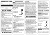 Hamilton Beach 51190F Use and Care Manual