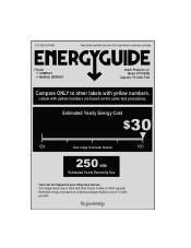 Avanti CF701D0W Energy Guide Label