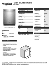 Whirlpool WDT970SAHZ Specification Sheet