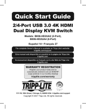 Tripp Lite B006HD2UA2 Quick Start Guide for 2/4-Port USB 3.0 4K HDMI Dual Display KVM Switch Models: B006-HD2UA2 2-Port B006-HD2UA4 4-Port - Multiple 