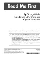 HP StorageWorks 1900ux HP StorageWorks Standalone UDO Drive and Optical Jukeboxes Read Me First Card (May 2004)