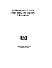 HP D7171A HP Netserver LP 2000r Regulatory and Support