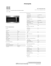 Frigidaire FFMV1846VD Product Specifications Sheet