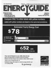 Frigidaire GRFN2853AF Energy Guide