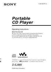 Sony D-EJ985 Operating Instructions  (primary manual)