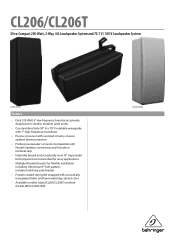 Behringer EUROCOM CL206T Specifications Sheet