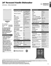 Bosch SHE53C82N Product Specification Sheet