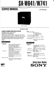Sony SA-W641 Users Guide