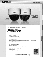 Ganz Security ZN-D1MTP PixelPro Indoor TI Dome Specifications