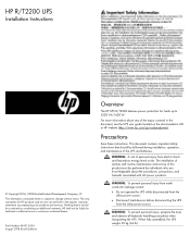 HP R/T2200 HP R/T2200 UPS Installation Instructions