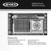 Jensen VM9423 Quick Reference Guide