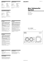 Sony XSL120B5D Instructions