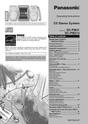 Panasonic SCPM313 SAPM31 User Guide