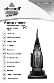 Bissell Total Floors® Pet Deluxe Vacuum 61C5G User Guide