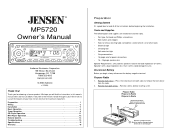 Jensen MP5720 Owners Manual