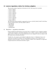 Lenovo G40-70 Lenovo Regulatory Notice (United States & Canada) - Lenovo G Z Series