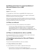 Lenovo ThinkServer RS110 Installation Instructions for Microsoft Window Server 2008