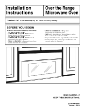 Frigidaire FMOW1852AS Installation Instructions