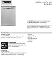 Zanussi ZDF22002XA Specification Sheet
