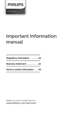 Philips 329P1HTAA Important Information Manual