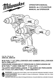 Milwaukee Tool M18 FUEL 1/2inch Hammer Drill/Driver w/ ONE-KEY Operators Manual