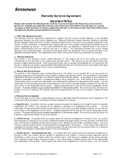 Lenovo ThinkCentre M93 (English) Statement of Warranty Services - ANZ
